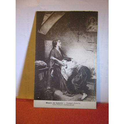 painting by Octave Tassaert . unused vintage postcard Le Louvre #
