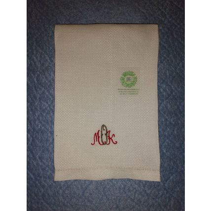 SET OF 4 VINTAGE MONOGRAMMED MKO WHITE LINEN HEMSTITCHED NAPKINS