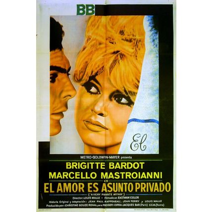 A VERY PRIVATE AFFAIR 1962 Brigitte Bardot Marcello Mastroianni ARGENTINE POSTER