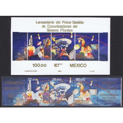 Mexico Space First Mexican Satellite 3v+MS 1985 MNH SG#1743-MS1746 Sc#1388a+1389