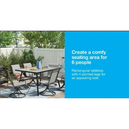 Glass Rectangle 6 Person Outdoor Patio Dining Table Black - Room Essentials