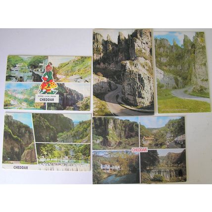 5 old colour postcards Cheddar, Somerset