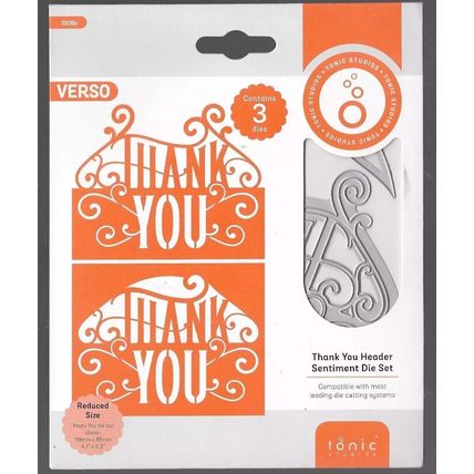 Tonic Studios. Thank You Header Sentiment Die Set. Die Cutting Cardmaking Crafts