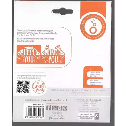 Tonic Studios. Thank You Header Sentiment Die Set. Die Cutting Cardmaking Crafts