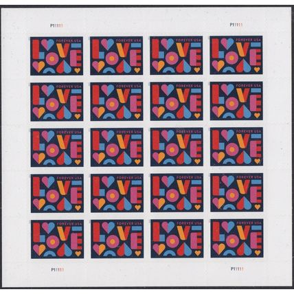 Love Wedding Sheet 20 Current Rate Postage Stamps Scott 5543