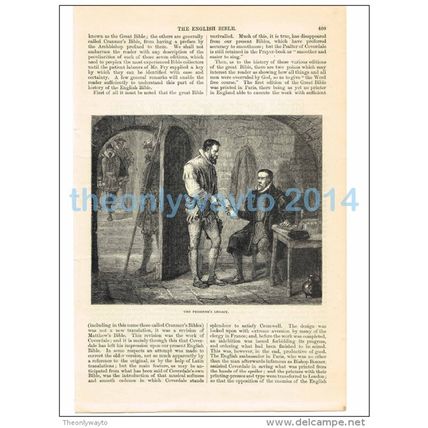 THE PRISONERS LEGACY (COVERDALES BIBLE?), BOOK ILLUSTRATION/PRINT, 1877