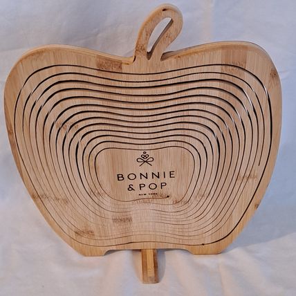 BONNIE & POP WOOD BOWL Wooden Collapsible Apple shaped Veggie Fruit Basket