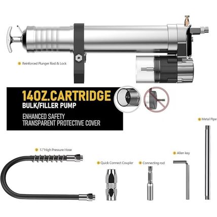 Electric Grease Gun Drill Adapter with 14 OZ Load, Locking Grease Gun Coupler, 1