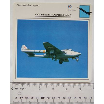 de Havilland Vampire F.Mk6 - GB - Attack & Close Support - Collectors Club Card
