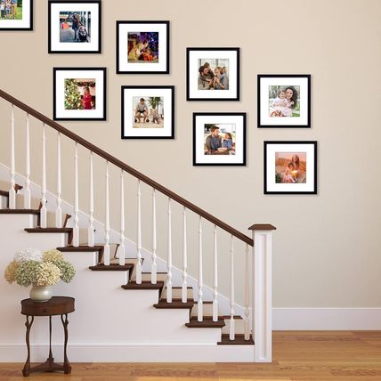 Yaetm 12X12 Picture Frames Black Set of 9, Square Photo Frame Displays 8X8 with