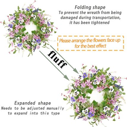 Spring Wreaths for Front Door Summer Wreath with Pansy Flower,Lamb Ear Leaves,Iv