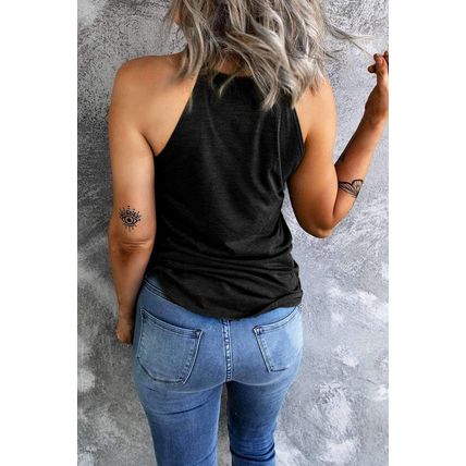 Black Glitter USA Letters Graphic Tank Top