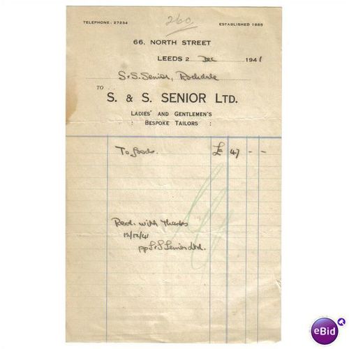 1941 S. & S. SENIOR LTD 66 NORTH STREET LEEDS