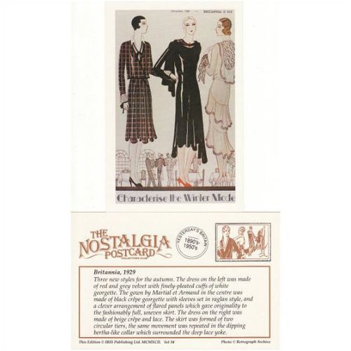 Postcard Ladies Fashions 1929 Britannia & Eve Magazine Martial Armand Nostalgia