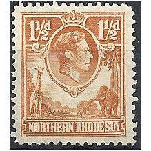 Northern Rhodesia 1941 SG30 1 1/2d Yellow-Brown Mounted Mint . . .