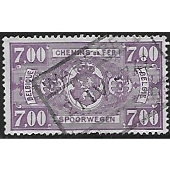 Belgium Epm Mi 241: 7 Fr. pale violet Railway Parcel Stamp: Coat of Arms.
