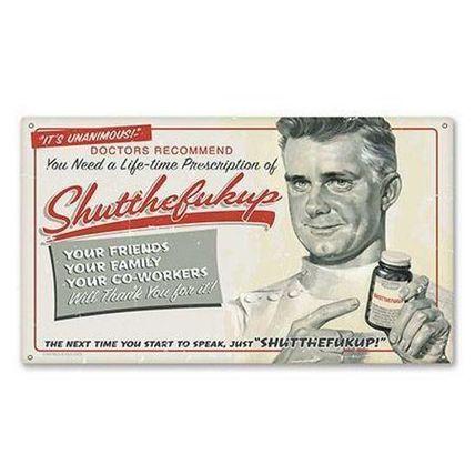 DR Prescription Shutthefukup Metal 14x8 Sign retro vintage man cave medicine rx