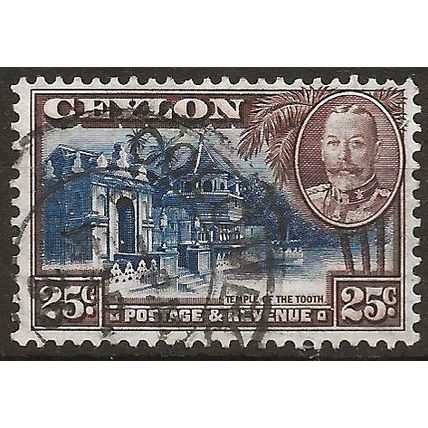 Ceylon 1935 SG375 25c Deep Blue & Chocolate Fine Used
