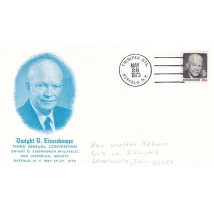 United States 1973 Eisenhower Philatelic Society FDC Trinipex Station Cancel VGC