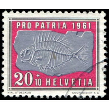 Switzerland 1961 20c+10c Pro Patria Petrified Fish XFU - SG 650