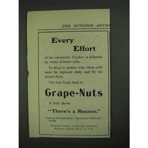 1908 Post Grape-Nuts Cereal Ad - Every Effort