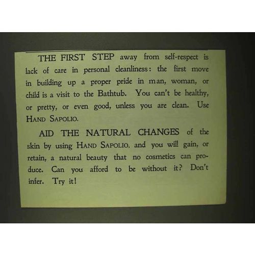 1909 Sapolio Soap Ad - The First Step Away
