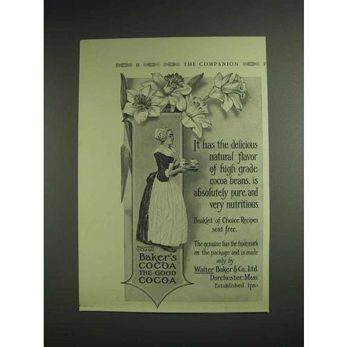 1914 Baker's Cocoa Ad - Delicious Natural Flavor
