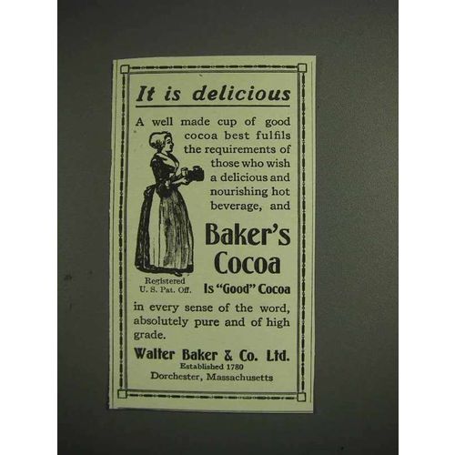 1914 Baker's Cocoa Ad - It is Delicious
