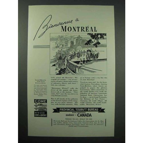 1936 Montreal Canada Tourism Ad - Bienvenue
