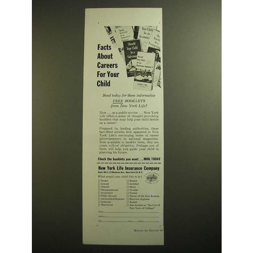 1955 New York Life Insurance Ad - Facts About Careers For Your Child