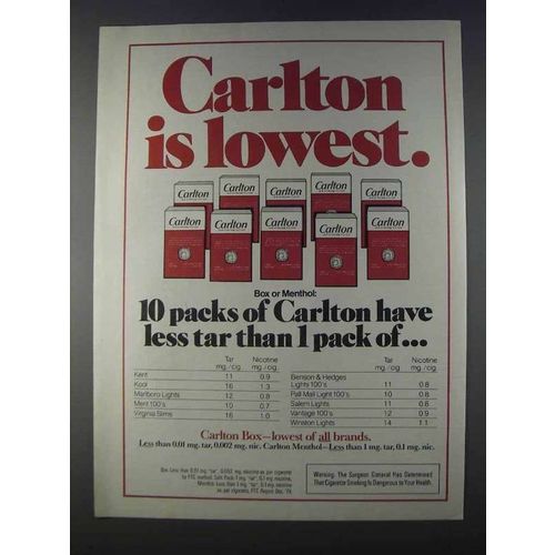 1980 Carlton Cigarettes Ad