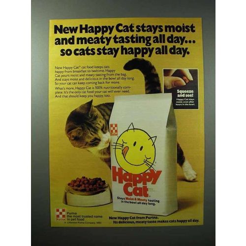 1983 Purina Happy Cat Cat Food Ad - Stays Moist