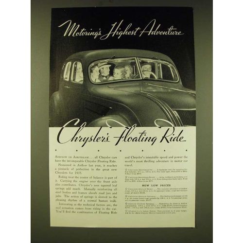 1935 Chrysler Cars Ad - Motoring's highest adventure Chrysler's Floating Ride