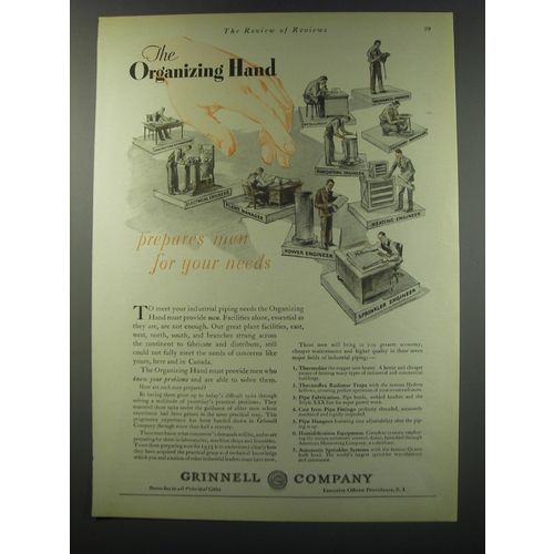 1930 Grinnell Company Ad - The organizing Hand prepares men for your needs