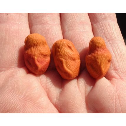 3 Vintage Glass Monkey Beads See No Evil Hear 20mm x 12mm Orange Opaque bd108