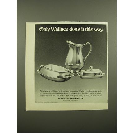 1968 Wallace Silver Advertisement - Pitcher, Covered Vegetable Dish, Butter Dish