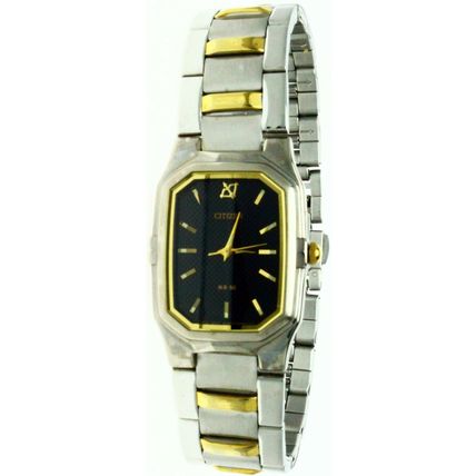 New Rare Citizen Square Two Tone S Steel Case & Band 50 Meter Water R Watch