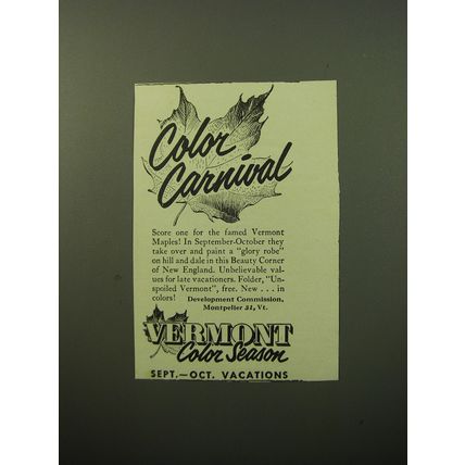 1950 Vermont Tourism Ad - Color Carnival