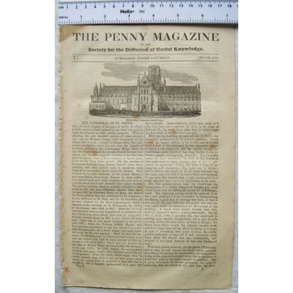 1832 The Penny Magazine No. 7 St. Paul's, Mirabeau, lobster, emigrant's struggle