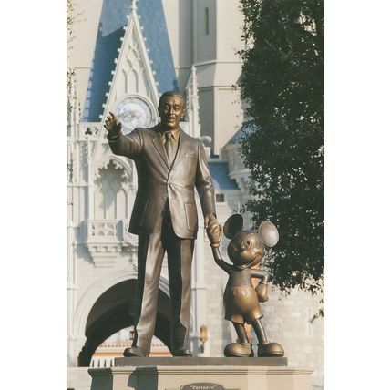 Walt Disney Statue Mickey Mouse Rare Postcard