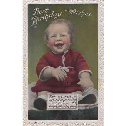 Baby Wearing Lipstick Blusher Old Greetings Real Photo Postcard