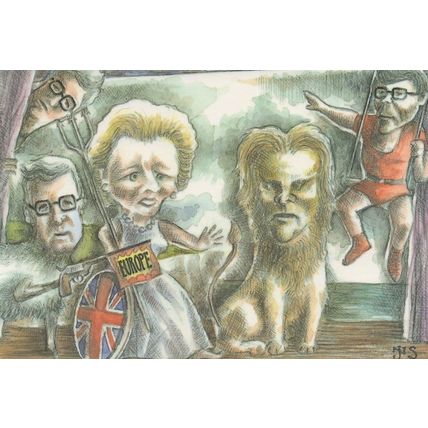 Margaret Thatcher in Wheelchair Her Final Days Comic Postcard