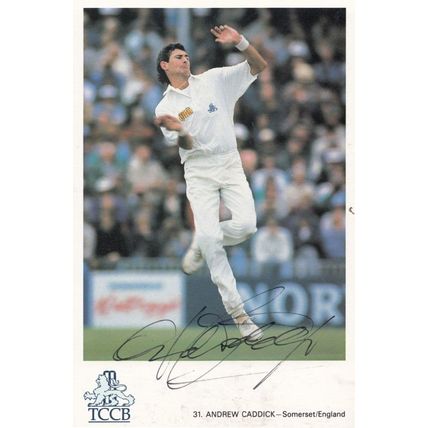 Andrew Caddick Classic Somerset Club Cricket Hand Signed Card Photo Postcard