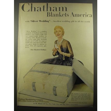 1954 Chatham Silver Wedding Blankets Ad - Chantham Blankets America