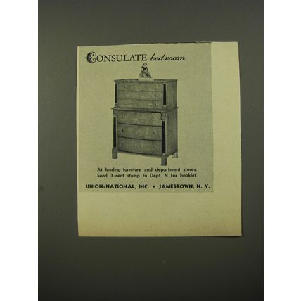1954 Union National Advertisement - Consulate Bedroom Furniture
