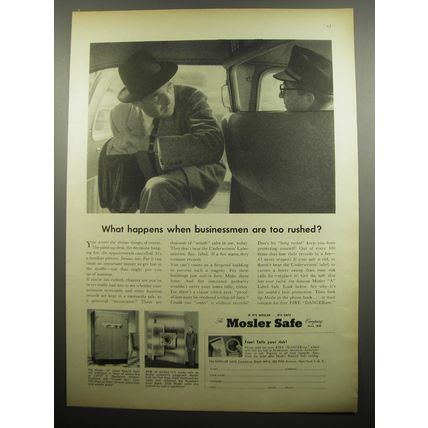 1955 Mosler Safe Ad - What happens when businessmen are too rushed?