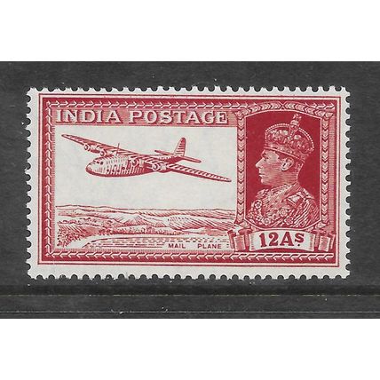 INDIA KG6 12 ANNA SG258 MINT MAIL PLANE AIRCRAFT AEROPLANE