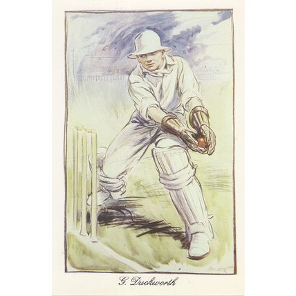 George Duckworth Lancashire England Cricket Painting Postcard