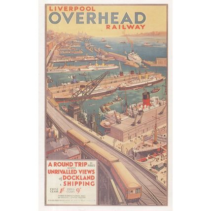 Liverpool Overhead Railway Old Dockland Shipping Poster Postcard