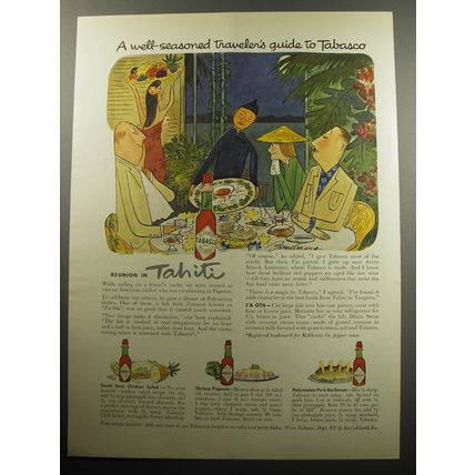 1957 Tabasco Sauce Ad - Reunion in Tahiti